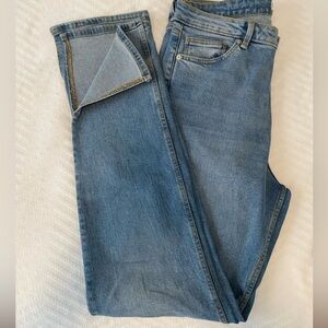 Zara Straight Leg Split Hem Jeans - Light Blue